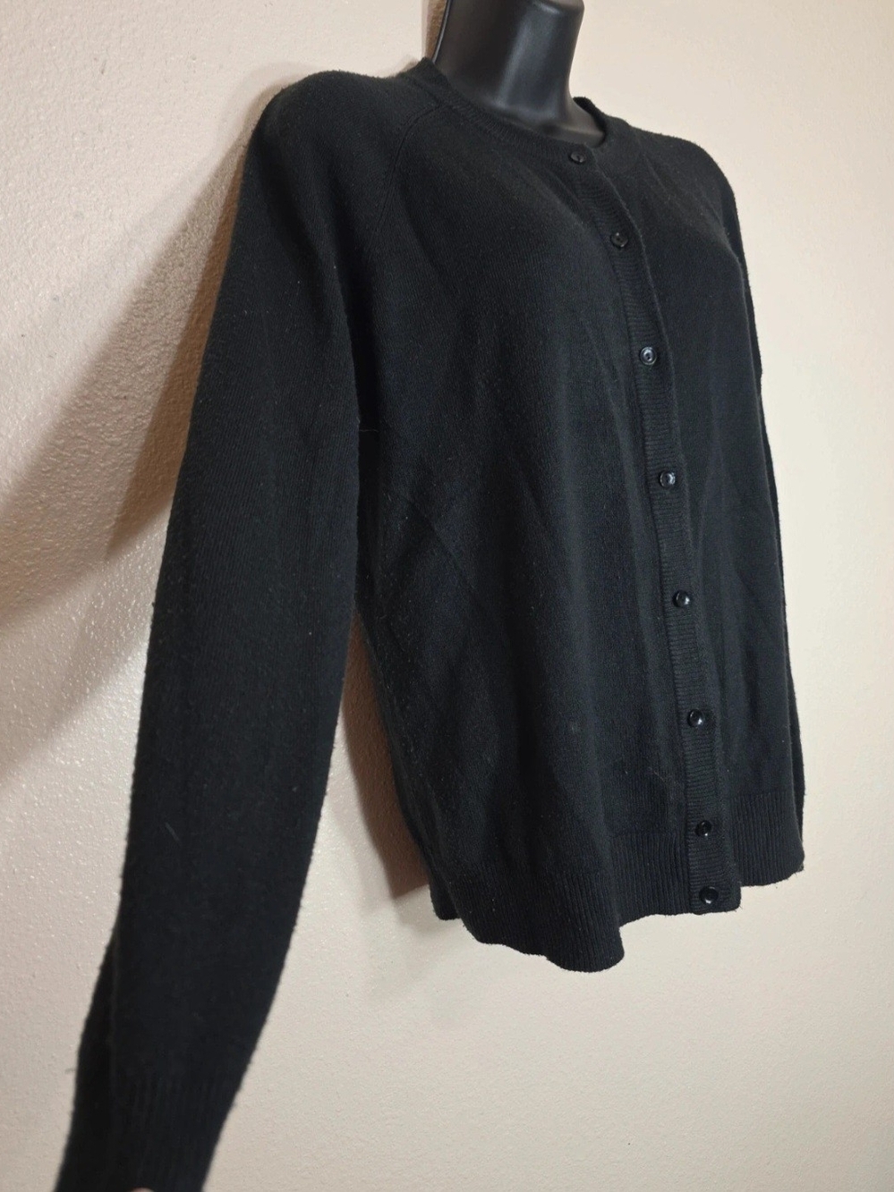 Sag Harbor Black Button-Front Women's Cardigan